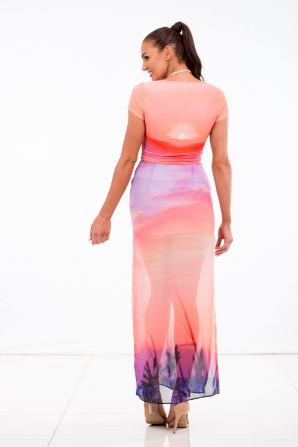 Women's Maxi Skirt Chiffon with sunrise digital print - Image 3